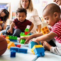 Diverse children enjoying playing with toys